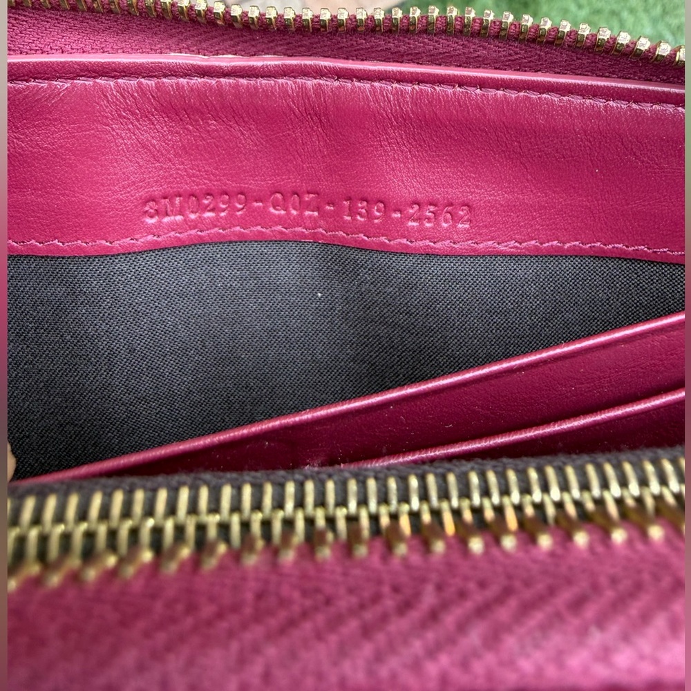 ✨ Fendi Pequin Long Zip Around Wallet Fuchsia Leather Trim - Picture 9 of 9